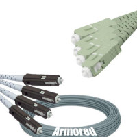 Indoor Armored 4 Fiber MU/UPC to SC/UPC Patch Cord 62.5/125 Multimode