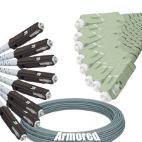 Indoor Armored 8 Fiber MU/UPC to SC/UPC Patch Cord 62.5/125 Multimode