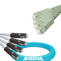Indoor Armored 4 Fiber MU/UPC to SC/UPC Patch Cord OM3 50/125 MM