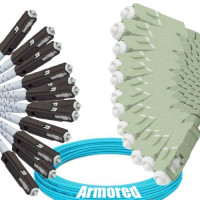 Indoor Armored 12 Fiber MU/UPC to SC/UPC Patch Cord OM4 50/125 MM
