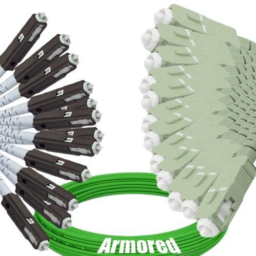 Indoor Armored 12 Fiber MU/UPC to SC/UPC Patch Cord OM5 50/125 MM