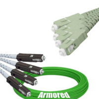 Indoor Armored 4 Fiber MU/UPC to SC/UPC Patch Cord OM5 50/125 MM