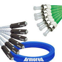 Indoor Armored 6 Fiber MU/UPC to ST/APC Patch Cord 9/125 Singlemode