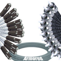 Indoor Armored 12 Fiber MU/UPC to ST/UPC Patch Cord 62.5/125 Multimode