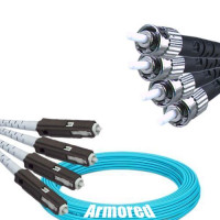 Indoor Armored 4 Fiber MU/UPC to ST/UPC Patch Cord OM4 50/125 MM