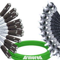 Indoor Armored 12 Fiber MU/UPC to ST/UPC Patch Cord OM5 50/125 MM