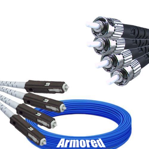 Indoor Armored 4 Fiber MU/UPC to ST/UPC Patch Cord 9/125 Singlemode