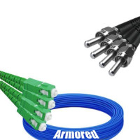 Indoor Armored 4 Fiber SC/APC to SMA905/UPC Patch Cord 9/125 SM