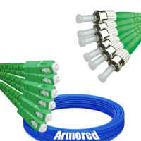 Indoor Armored 6 Fiber SC/APC to ST/APC Patch Cord 9/125 Singlemode