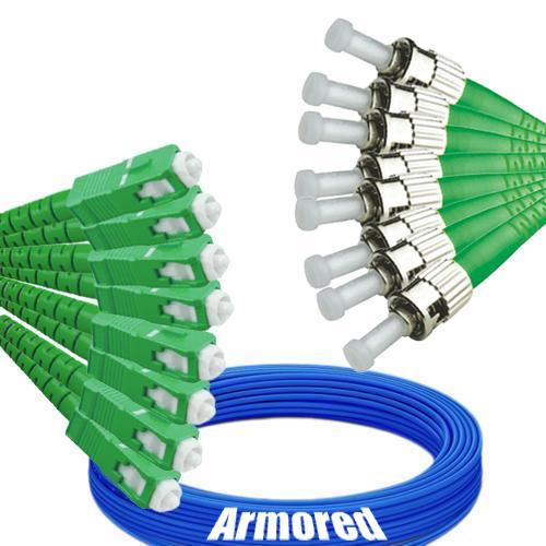Indoor Armored 8 Fiber SC/APC to ST/APC Patch Cord 9/125 Singlemode