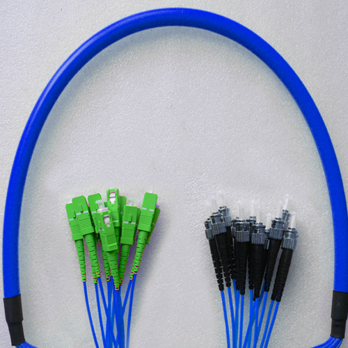 Indoor Armored 12 Fiber SC/APC to ST/UPC Patch Cord 9/125 Singlemode