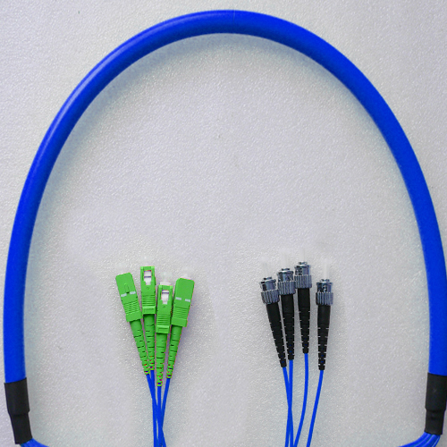 Indoor Armored 4 Fiber SC/APC to ST/UPC Patch Cord 9/125 Singlemode