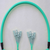 Indoor Armored 4 Fiber SC/UPC to SC/UPC Patch Cord OM3 50/125 MM