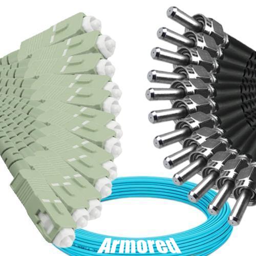 Indoor Armored 12 Fiber SC/UPC to SMA905/UPC Patch Cord OM3 50/125 MM