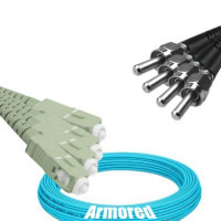 Indoor Armored 4 Fiber SC/UPC to SMA905/UPC Patch Cord OM3 50/125 MM