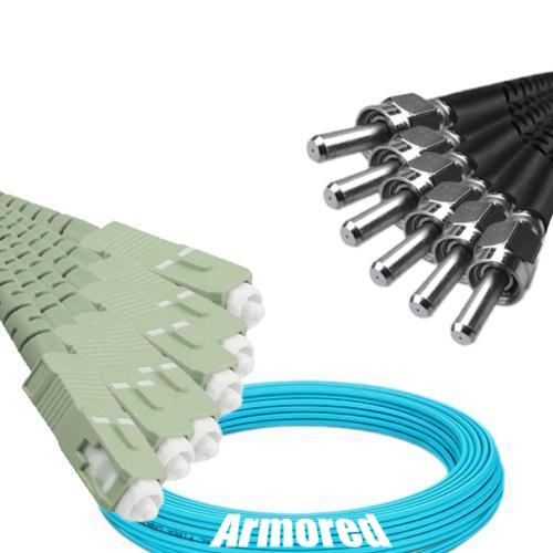 Indoor Armored 6 Fiber SC/UPC to SMA905/UPC Patch Cord OM3 50/125 MM