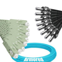 Indoor Armored 8 Fiber SC/UPC to SMA905/UPC Patch Cord OM4 50/125 MM