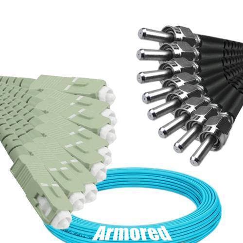 Indoor Armored 8 Fiber SC/UPC to SMA905/UPC Patch Cord OM4 50/125 MM