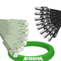 Indoor Armored 8 Fiber SC/UPC to SMA905/UPC Patch Cord OM5 50/125 MM