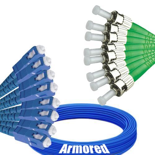 Indoor Armored 8 Fiber SC/UPC to ST/APC Patch Cord 9/125 Singlemode
