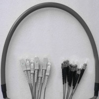 Indoor Armored 8 Fiber SC/UPC to ST/UPC Patch Cord 62.5/125 Multimode