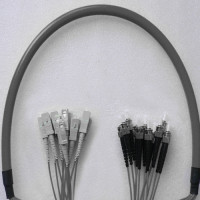 Indoor Armored 12 Fiber SC/UPC to ST/UPC Patch Cord 50/125 Multimode