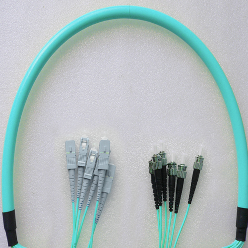 Indoor Armored 6 Fiber SC/UPC to ST/UPC Patch Cord OM3 50/125 MM