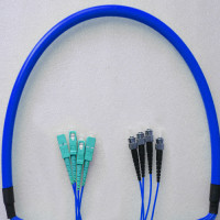 Indoor Armored 4 Fiber SC/UPC to ST/UPC Patch Cord 9/125 Singlemode