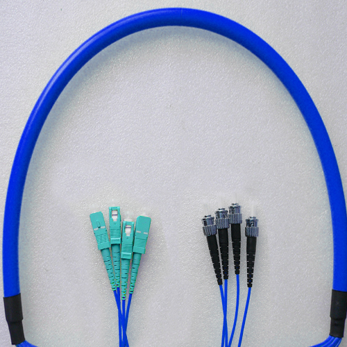 Indoor Armored 4 Fiber SC/UPC to ST/UPC Patch Cord 9/125 Singlemode