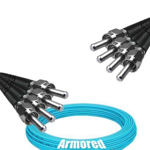 Indoor Armored 4 Fiber SMA905/UPC-SMA905/UPC Patch Cord OM4 50/125 MM