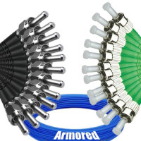 Indoor Armored 12 Fiber SMA905/UPC to ST/APC Patch Cord 9/125 SM