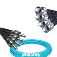 Indoor Armored 4 Fiber SMA905/UPC to ST/UPC Patch Cord OM3 50/125 MM