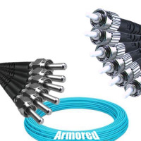 Indoor Armored 6 Fiber SMA905/UPC to ST/UPC Patch Cord OM3 50/125 MM