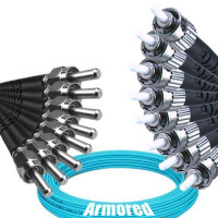 Indoor Armored 8 Fiber SMA905/UPC to ST/UPC Patch Cord OM3 50/125 MM