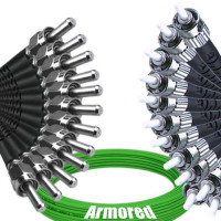 Indoor Armored 12 Fiber SMA905/UPC to ST/UPC Patch Cord OM5 50/125 MM