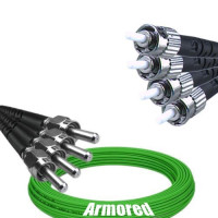 Indoor Armored 4 Fiber SMA905/UPC to ST/UPC Patch Cord OM5 50/125 MM