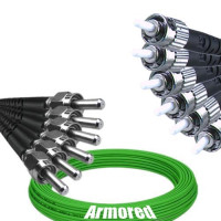 Indoor Armored 6 Fiber SMA905/UPC to ST/UPC Patch Cord OM5 50/125 MM