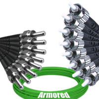 Indoor Armored 8 Fiber SMA905/UPC to ST/UPC Patch Cord OM5 50/125 MM