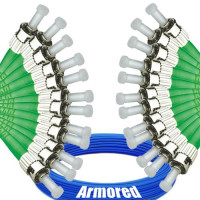 Indoor Armored 12 Fiber ST/APC to ST/APC Patch Cord 9/125 Singlemode