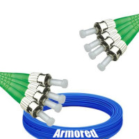Indoor Armored 4 Fiber ST/APC to ST/APC Patch Cord 9/125 Singlemode