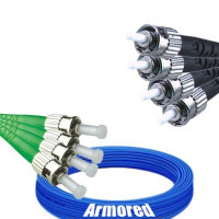 Indoor Armored 4 Fiber ST/APC to ST/UPC Patch Cord 9/125 Singlemode