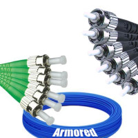 Indoor Armored 6 Fiber ST/APC to ST/UPC Patch Cord 9/125 Singlemode