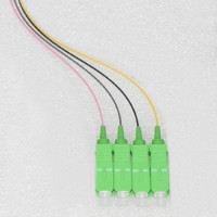 4 Fiber SC/APC Color Coded Pigtails OS2 9/125 Singlemode