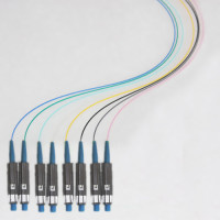 8 Fiber MU/UPC Color Coded Pigtails OM3 50/125 Multimode