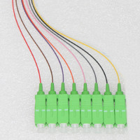 8 Fiber SC/APC Color Coded Pigtails OS2 9/125 Singlemode