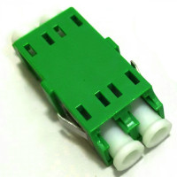 LC/APC Female to Female Adapter Duplex Green Singlemode Short Flange