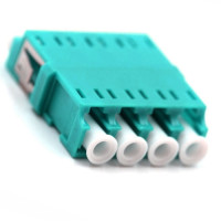 LC/UPC Adapter 4 Fiber Quad Aqua OM3/OM4 Multimode Short Flange