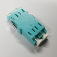 LC/UPC Adapter Duplex Aqua OM3/OM4 Multimode Short Flange