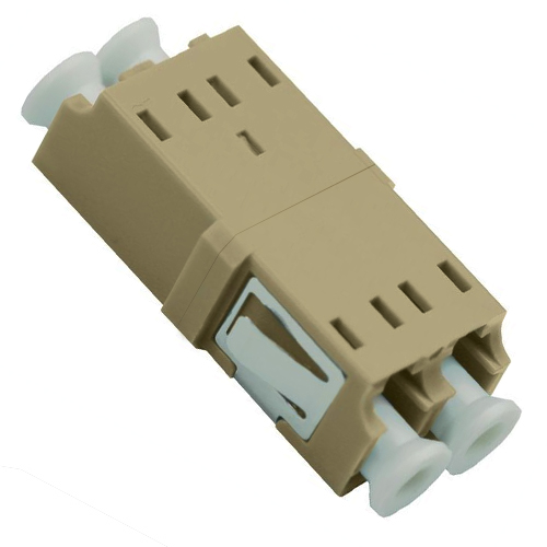 LC/UPC Female to Female Adapter Duplex Beige Multimode Short Flange