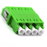 LC/UPC Adapter 4 Fiber Quad Lime Green OM5 Multimode Short Flange